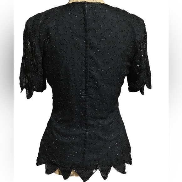 Vintage Stenay 100% Silk/Beaded/Sequins Black Top (reduced 5/11 Few loose beads - Picture 7 of 10